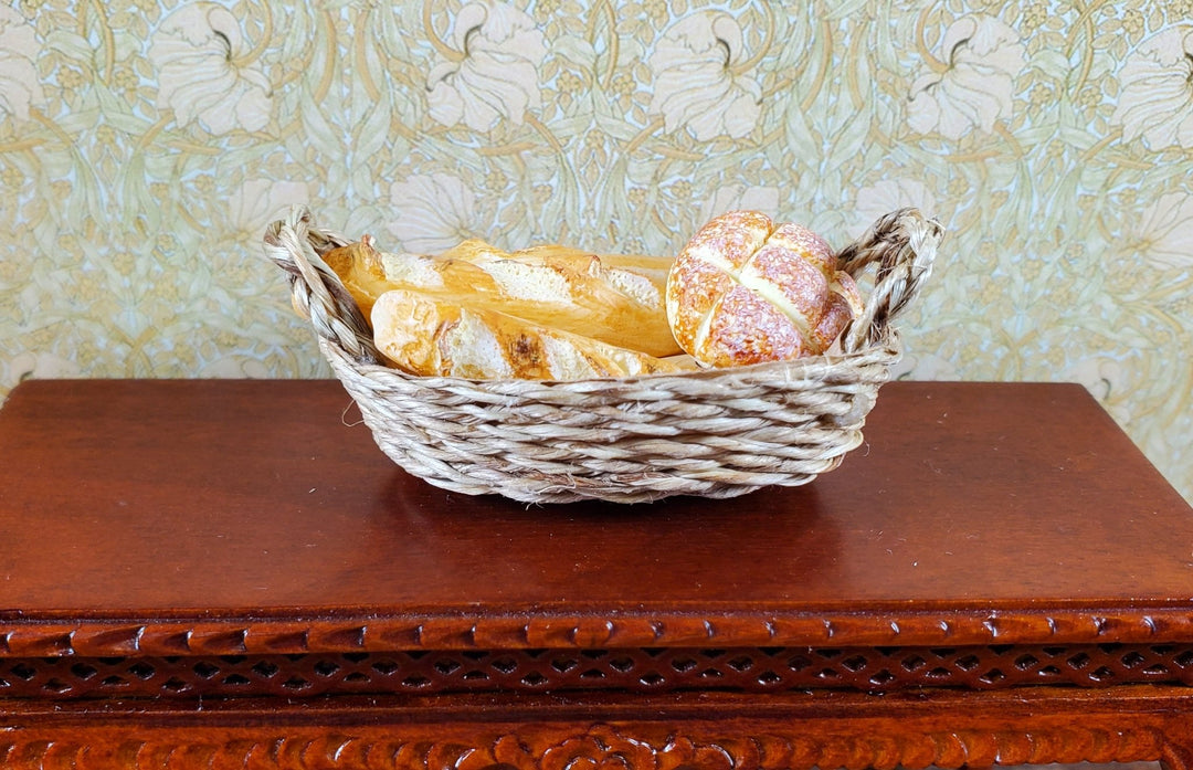 Dollhouse Large Two Handled Oval Basket 1:12 Scale Miniature - MiniatureCrush