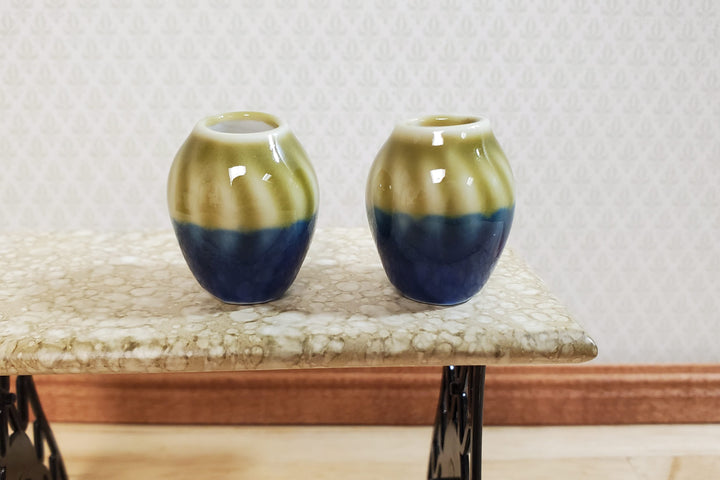 Dollhouse Large Vase Blue & Green Swirl Patterned Ceramic 1:12 Scale Miniature - MiniatureCrush
