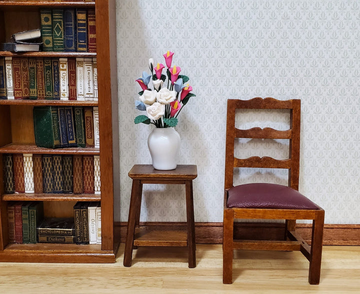 Dollhouse Large Vase of Flowers White Roses Calla Lilies 1:12 Scale Miniature - MiniatureCrush