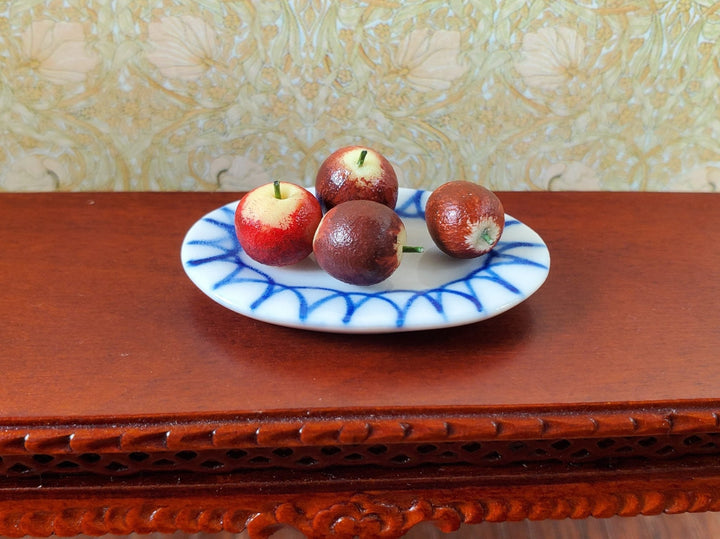 Dollhouse Large White Ceramic Platter with Blue Trim1:12 Scale Miniature - MiniatureCrush