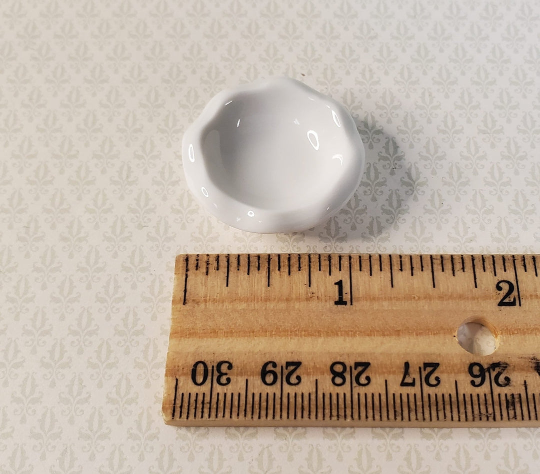 Dollhouse Large White Fluted Ceramic Bowl 1:12 Scale Miniature - MiniatureCrush
