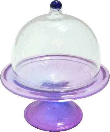 Dollhouse Lavender Glass Cake Plate with Cover 1:12 Scale Miniature Kitchen - MiniatureCrush