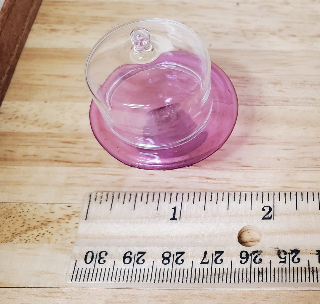Dollhouse Lavender Glass Cake Stand with Cover 1:12 Scale Miniature Kitchen - MiniatureCrush