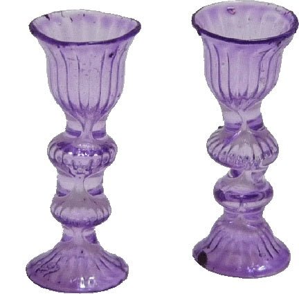 Dollhouse Lavender Glass Candlestick Holders Set of 2 1:12 Scale Miniature - MiniatureCrush