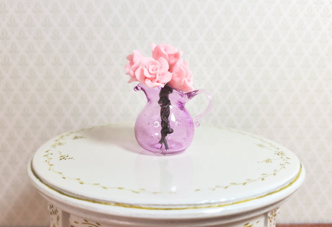 Dollhouse Lavender Glass Flared Pitcher 1:12 Scale Miniature Kitchen Decoration - MiniatureCrush