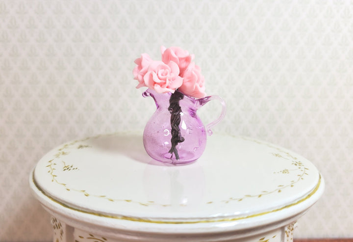 Dollhouse Lavender Glass Flared Pitcher 1:12 Scale Miniature Kitchen Decoration - MiniatureCrush