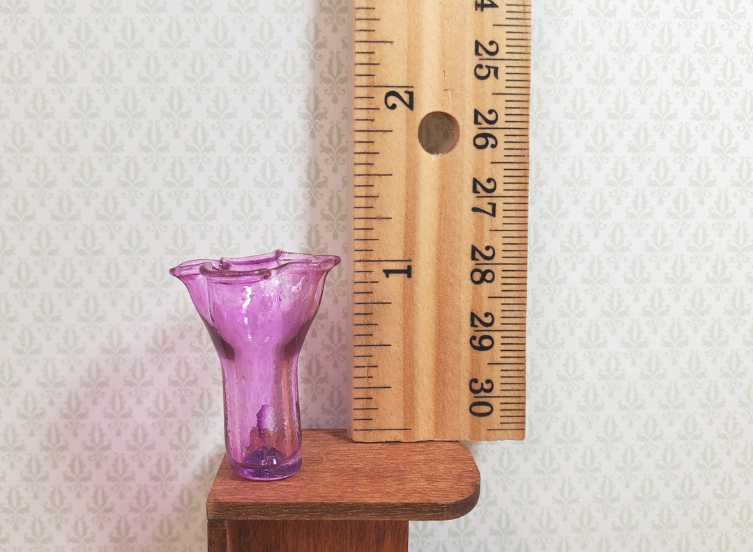 Dollhouse Lavender Glass Ruffled Vase 1:12 Scale Miniature Decoration - MiniatureCrush