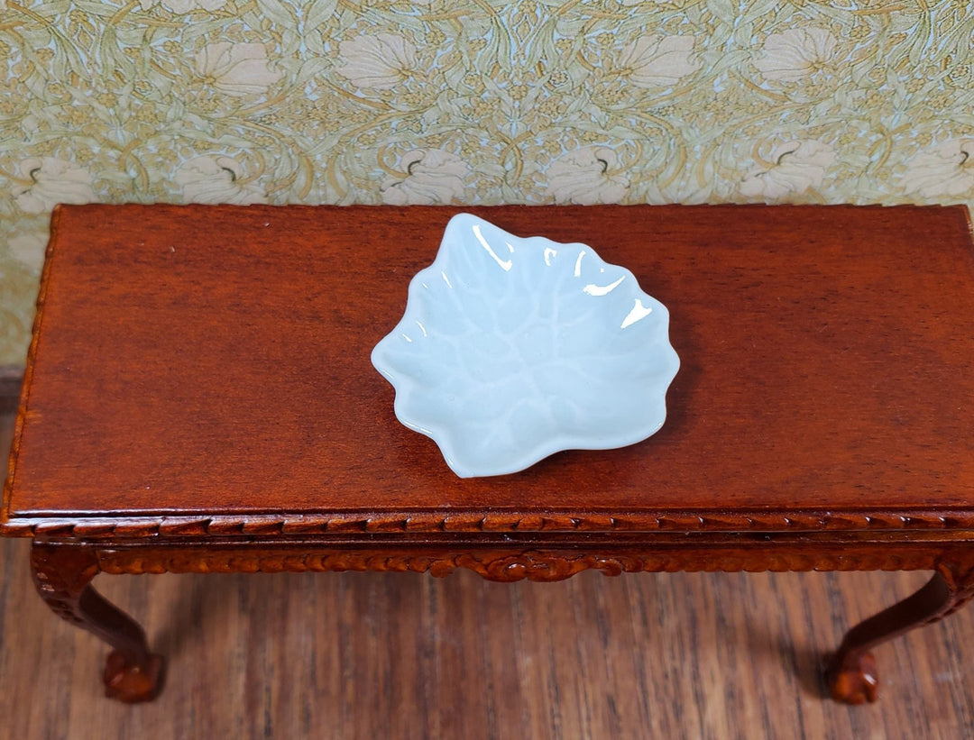 Dollhouse Leaf Shaped Ceramic Serving Platter 1:12 Scale Miniature - MiniatureCrush