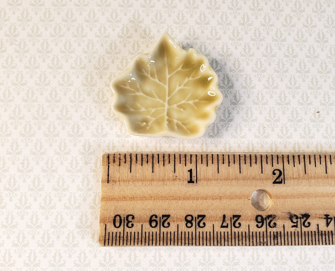 Dollhouse Leaf Shaped Ceramic Serving Platter 1:12 Scale Miniature - MiniatureCrush