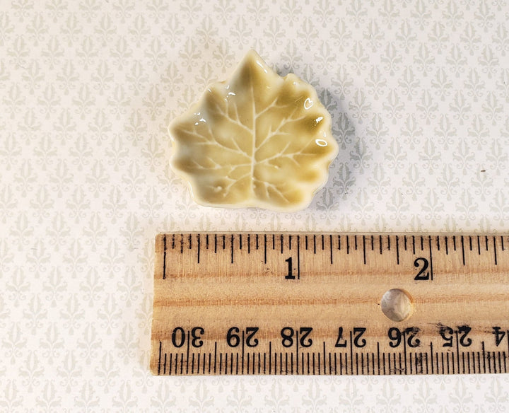 Dollhouse Leaf Shaped Ceramic Serving Platter 1:12 Scale Miniature - MiniatureCrush
