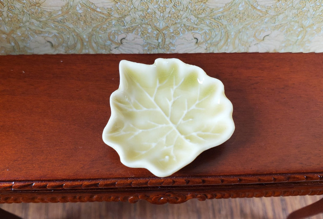 Dollhouse Leaf Shaped Ceramic Serving Platter 1:12 Scale Miniature - MiniatureCrush