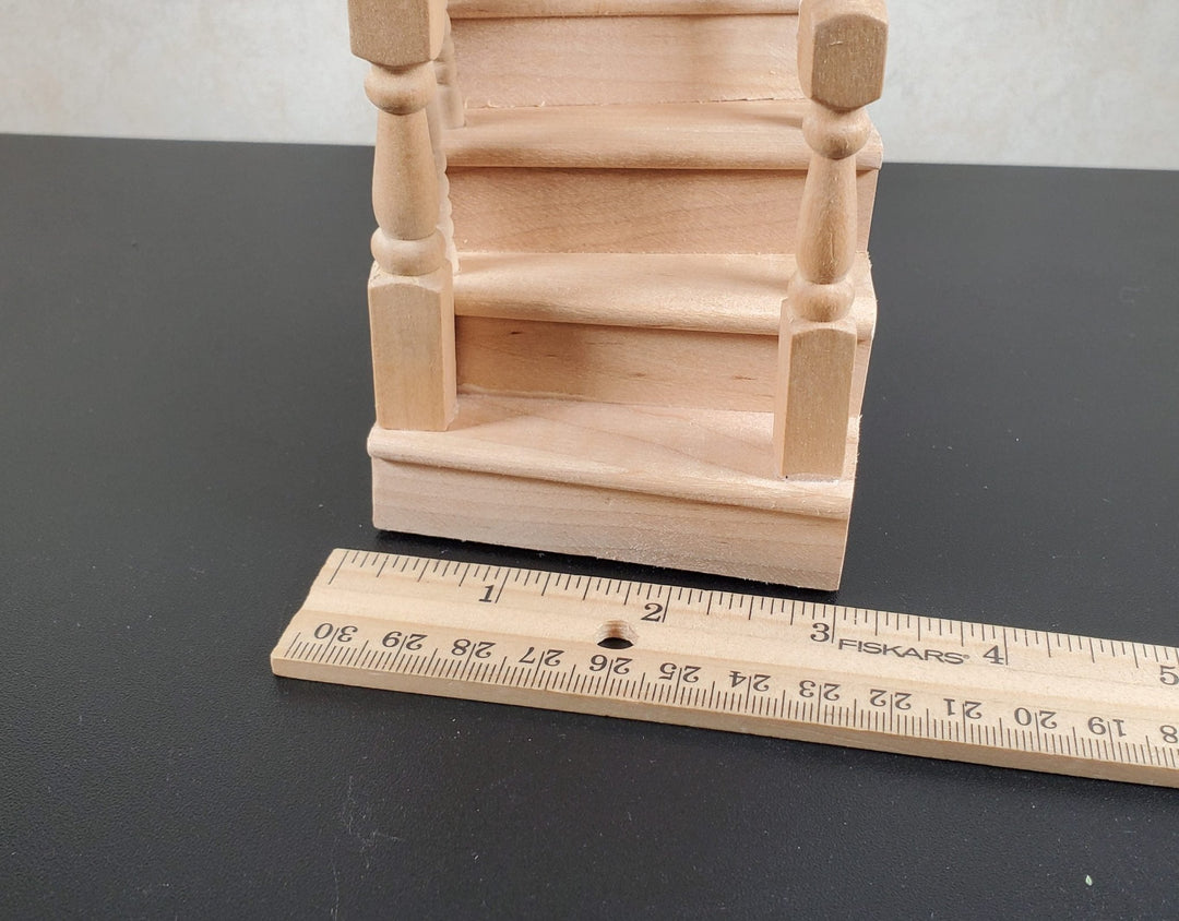 Dollhouse Left Curved Staircase Assembled 1:12 Scale Miniature Stairs Steps - MiniatureCrush