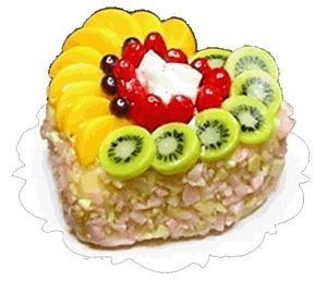 Dollhouse Lemon Heart Cake with Fruit Topping 1:12 Scale Miniature Food Bakery - MiniatureCrush