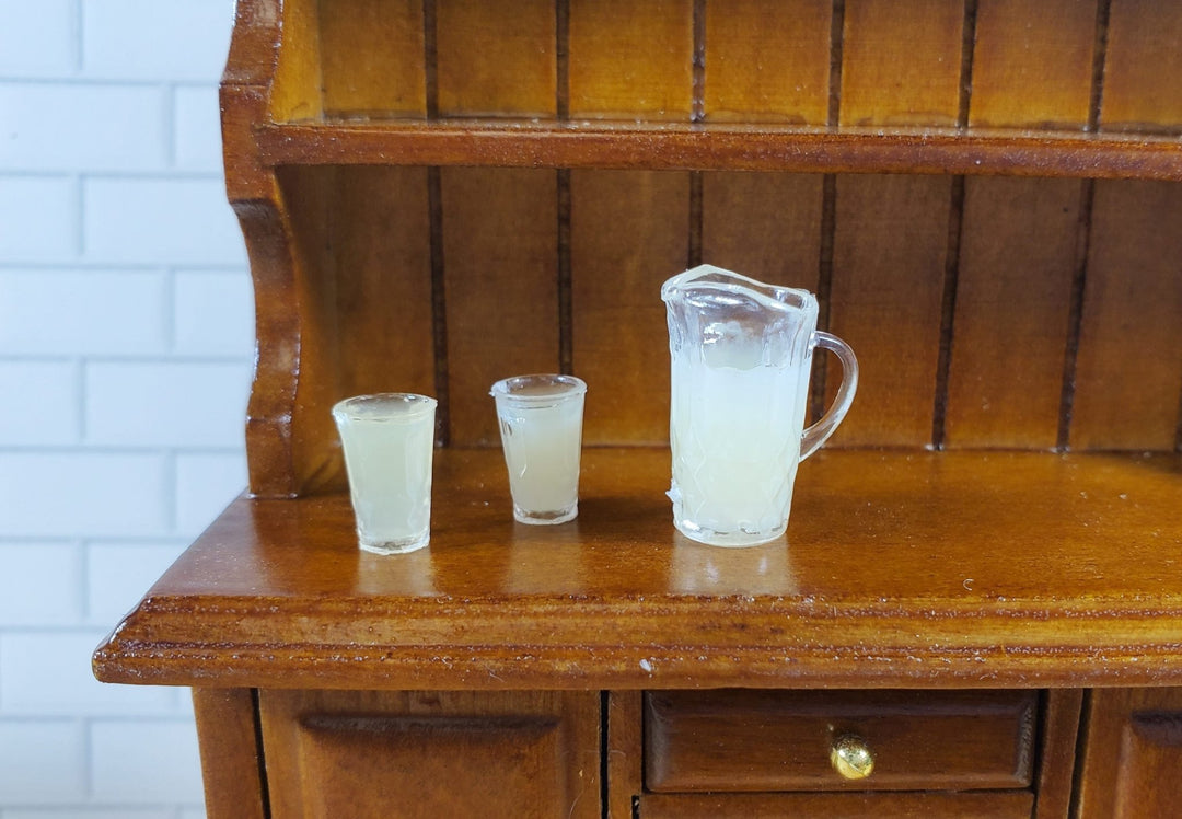 Dollhouse Lemonade Pitcher & 2 Filled Glass 1:12 Scale Kitchen Food Accessory - Miniature Crush