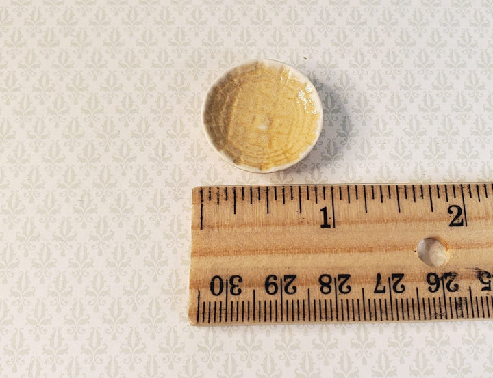 Dollhouse Light Brown Ceramic Round Bowl Thatched Design 1:12 Scale Miniature - MiniatureCrush