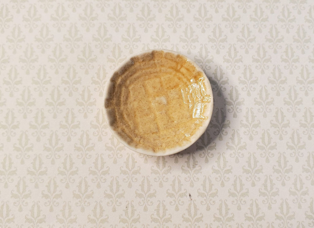 Dollhouse Light Brown Ceramic Round Bowl Thatched Design 1:12 Scale Miniature - MiniatureCrush