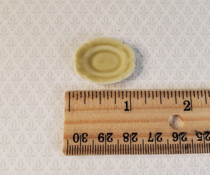 Dollhouse Light Brown Ceramic Serving Platter Scallop Edge 1:12 Scale Miniature - MiniatureCrush