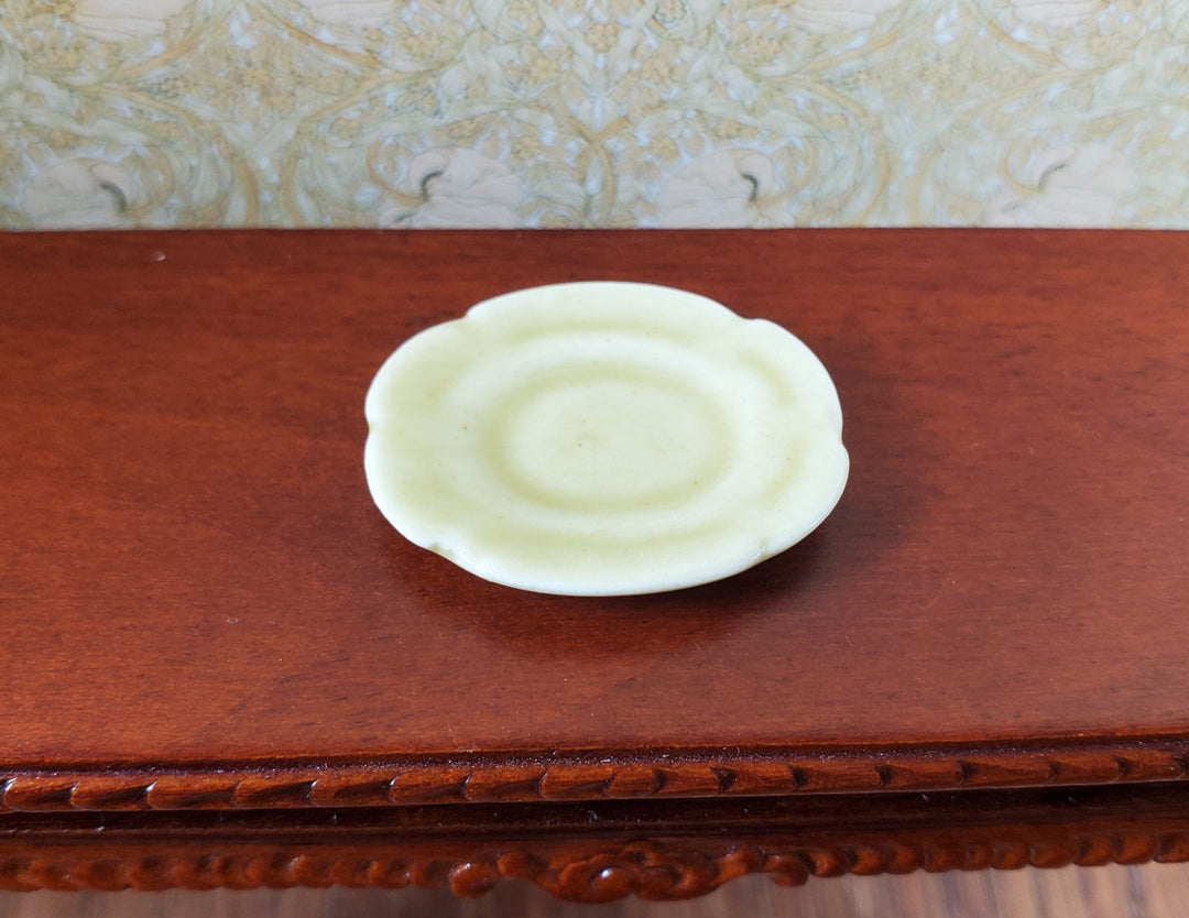 Dollhouse Light Brown Ceramic Serving Platter Scallop Edge 1:12 Scale Miniature - MiniatureCrush