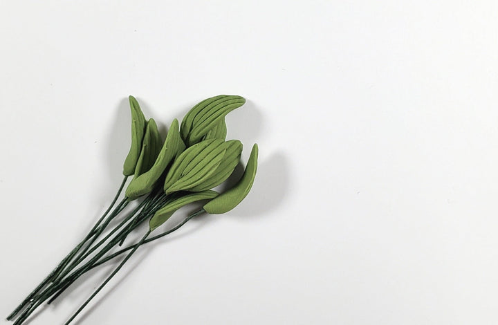 Dollhouse Light Green Leaves Long Stem Set of 10 Long Oval 1:12 Scale Miniature - MiniatureCrush