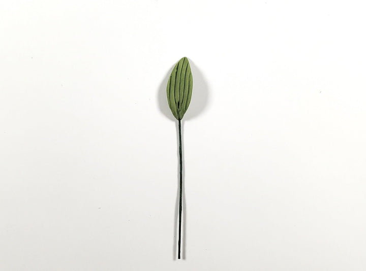Dollhouse Light Green Leaves Long Stem Set of 10 Long Oval 1:12 Scale Miniature - MiniatureCrush