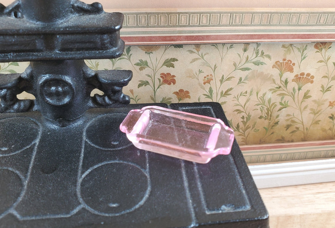 Dollhouse Light Pink Glass Casserole Baking Dish with Handles 1:12 Scale - MiniatureCrush