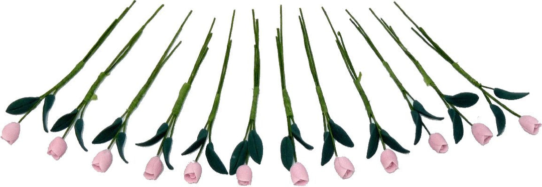 Dollhouse Light Pink Tulips Loose Bouquet One Dozen 1:12 Scale Miniature - MiniatureCrush
