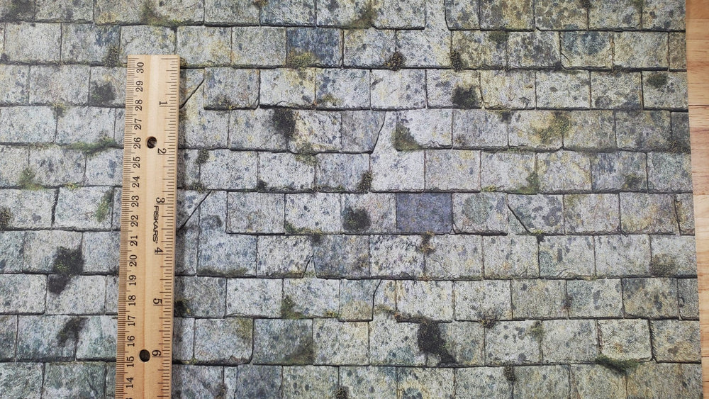 Dollhouse Light Slate Roofing Weathered Moss Sheet Embossed 1:12 Scale Shingles - MiniatureCrush