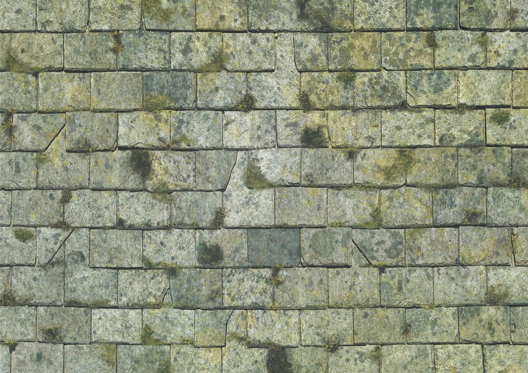 Dollhouse Light Slate Roofing Weathered Moss Sheet Embossed 1:12 Scale Shingles - MiniatureCrush