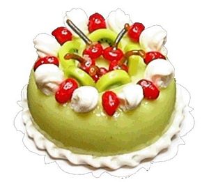 Dollhouse Lime Cake with Berry & Kiwi 1:12 Scale Miniature Food Kitchen Bakery - MiniatureCrush