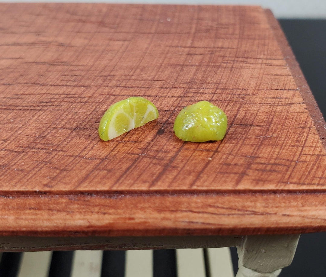 Dollhouse Lime Wedges 2 Pieces 1:12 Scale Miniature Food Handmade - MiniatureCrush