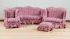 Dollhouse Living Room Set 4 pc Burgundy Plaid 1:12 Scale Miniature Furniture
