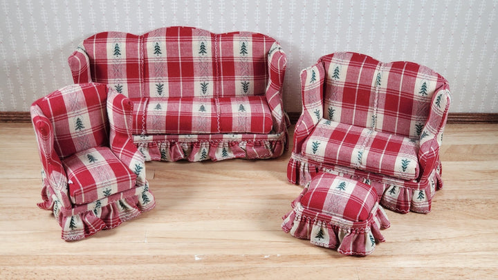 Dollhouse Living Room Set 4 pc Cabin Theme 1:12 Scale Miniature Furniture - MiniatureCrush