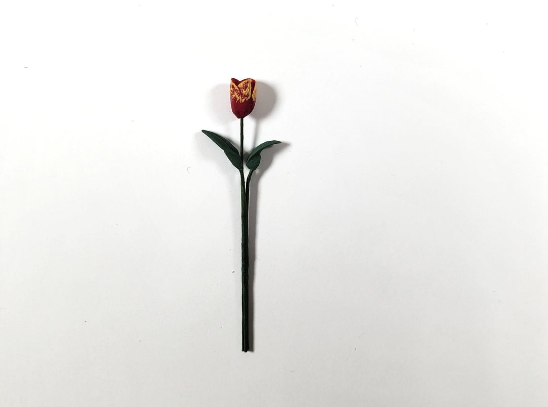Dollhouse Long Red with Yellow Tulip Stems Set of 2 1:12 Scale Miniature - MiniatureCrush