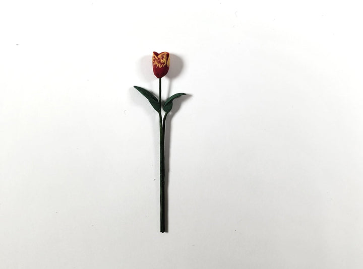 Dollhouse Long Red with Yellow Tulip Stems Set of 2 1:12 Scale Miniature - MiniatureCrush