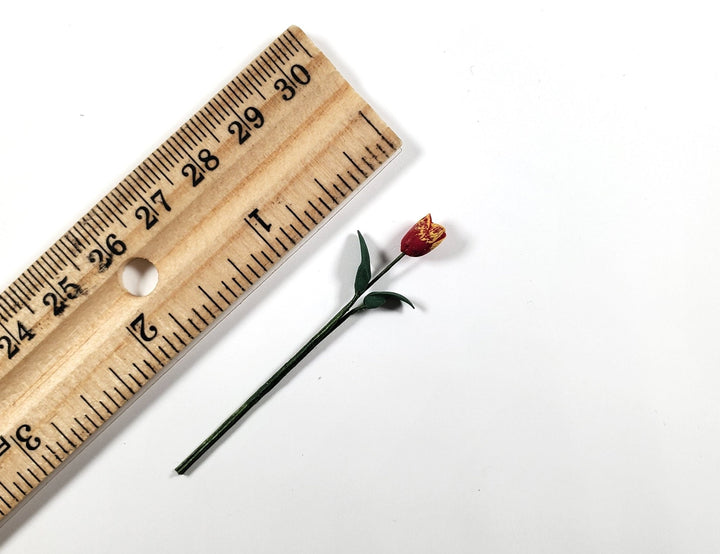 Dollhouse Long Red with Yellow Tulip Stems Set of 2 1:12 Scale Miniature - MiniatureCrush