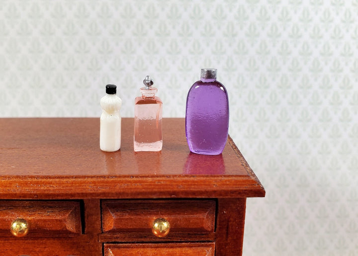 Dollhouse Lotion Perfume Bottles Set of 3 Purple Pink 1:12 Scale Miniature - Miniature Crush