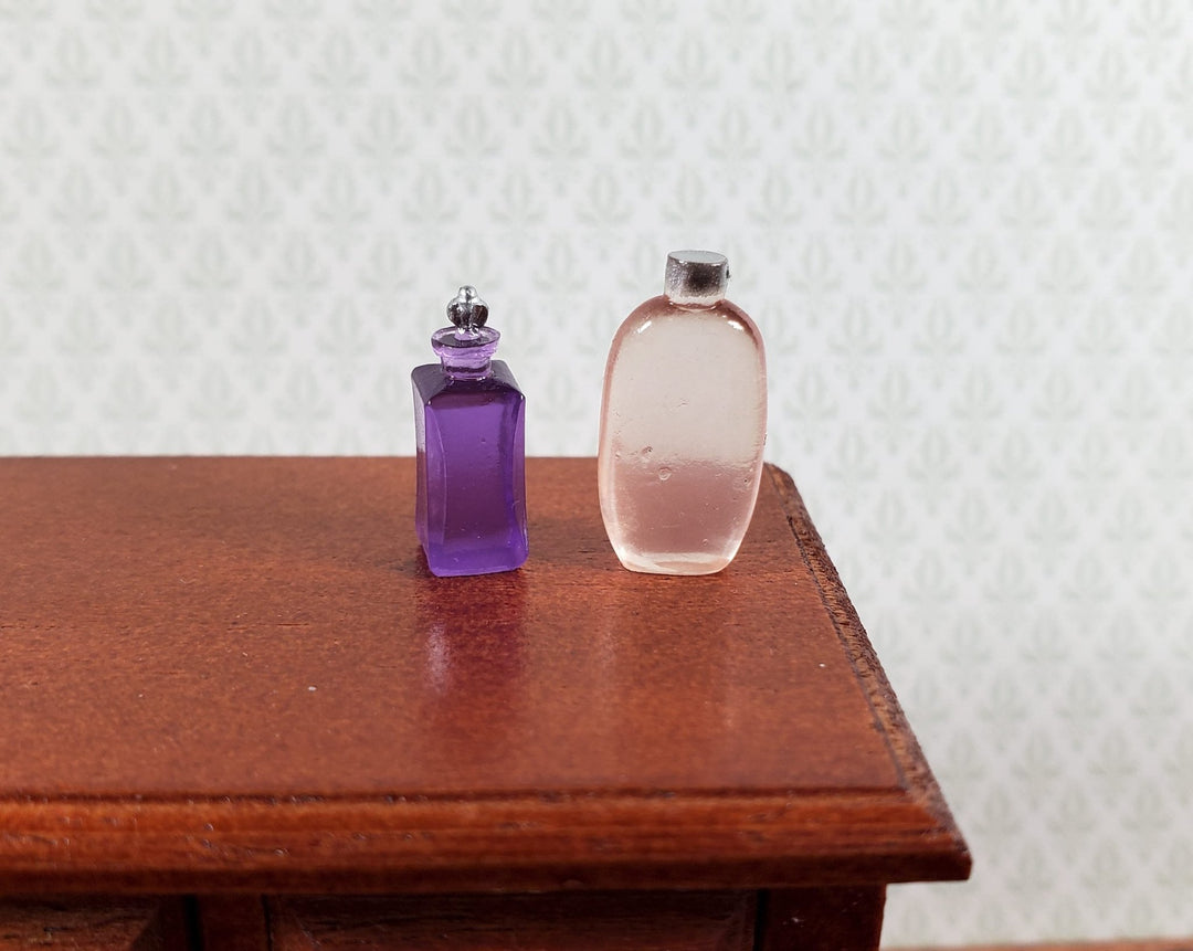 Dollhouse Lotion Perfume Vanity Bottles x2 Purple and Pink 1:12 Scale Miniature - Miniature Crush