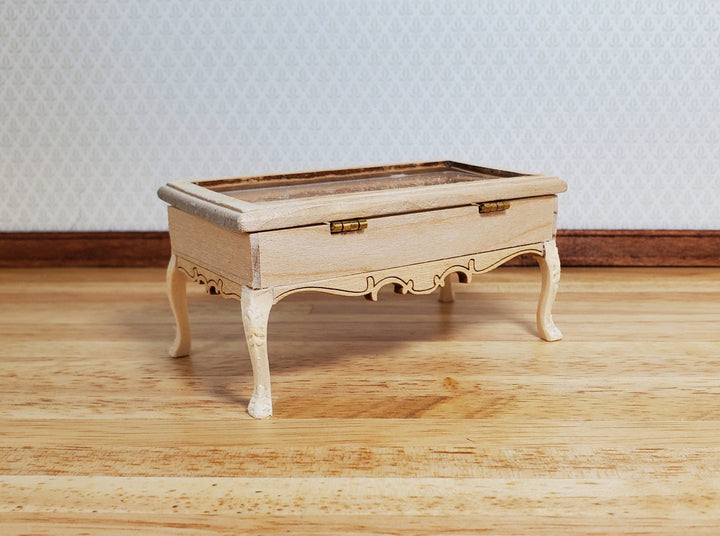Dollhouse Low Curio Table Display Cabinet Lifting Top 1:12 Scale Miniature - MiniatureCrush