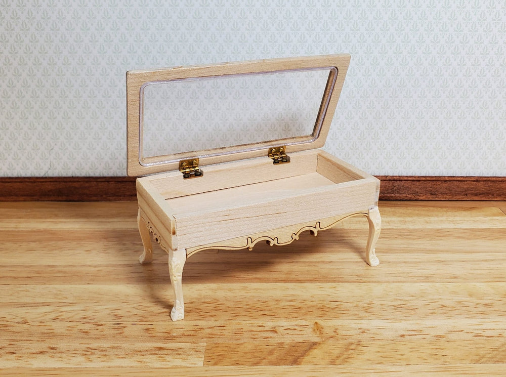 Dollhouse Low Curio Table Display Cabinet Lifting Top 1:12 Scale Miniature - MiniatureCrush