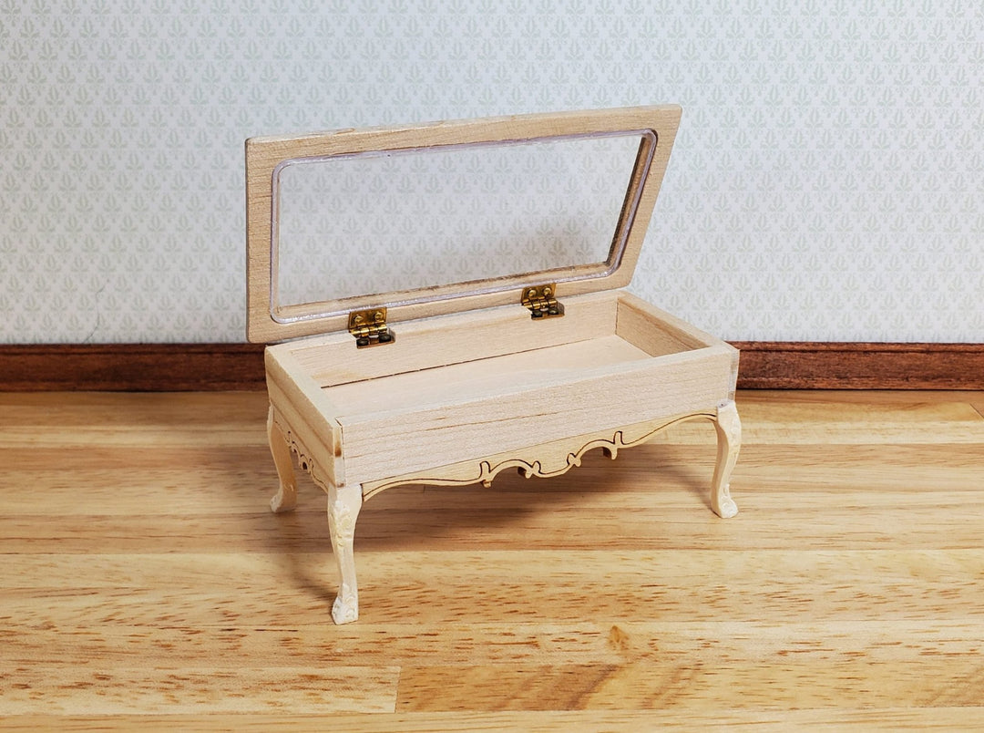 Dollhouse Low Curio Table Display Cabinet Lifting Top 1:12 Scale Miniature - MiniatureCrush