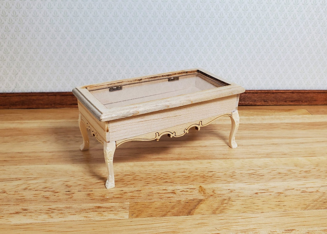 Dollhouse Low Curio Table Display Cabinet Lifting Top 1:12 Scale Miniature - MiniatureCrush