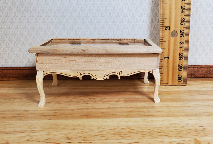Dollhouse Low Curio Table Display Cabinet Lifting Top 1:12 Scale Miniature - MiniatureCrush