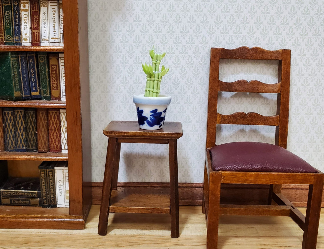 Dollhouse Lucky Bamboo Plant Plant in Blue & White Pot 1:12 Scale Houseplant - MiniatureCrush