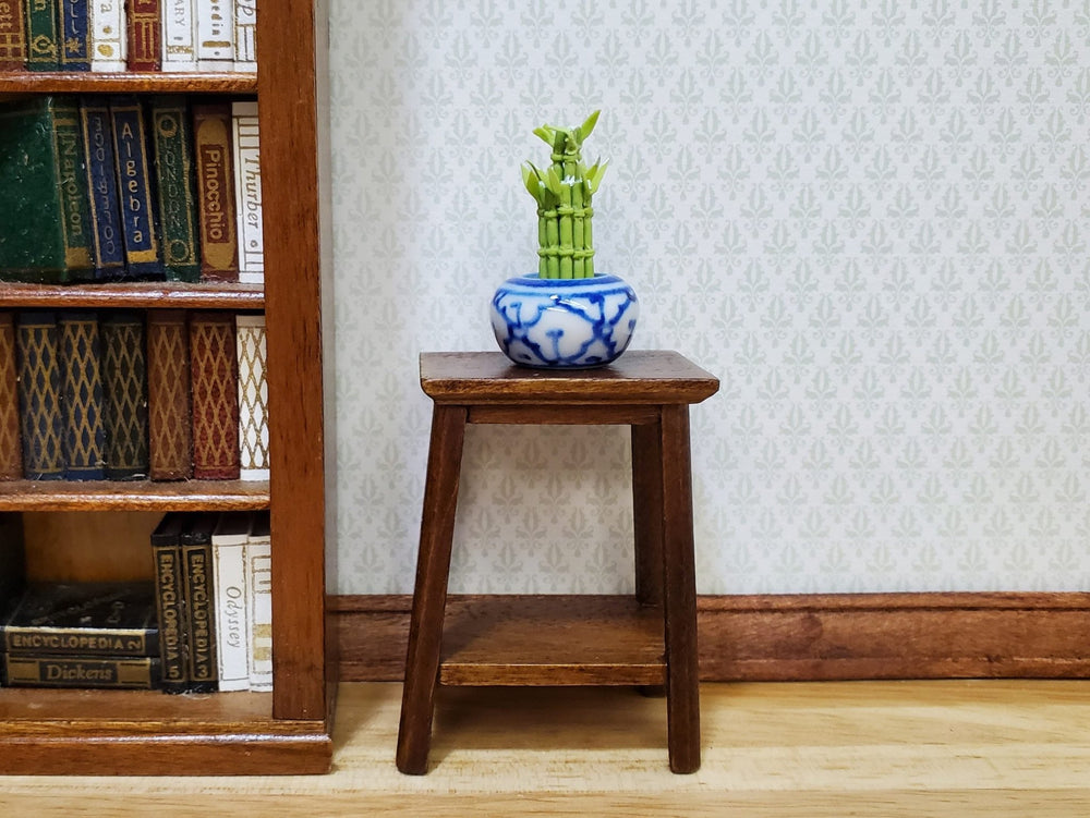 Dollhouse Lucky Bamboo Plant Plant in Blue & White Pot 1:12 Scale Houseplant - MiniatureCrush