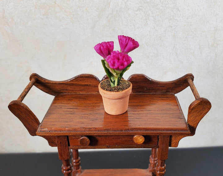 Dollhouse Magenta Carnations in Terra Cotta Planter 1:12 Scale Miniature Flowers - MiniatureCrush