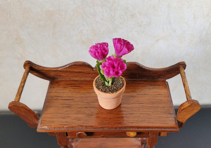 Dollhouse Magenta Carnations in Terra Cotta Planter 1:12 Scale Miniature Flowers - MiniatureCrush