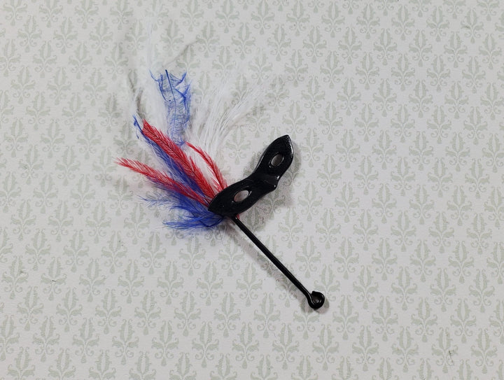 Dollhouse Mardi Gras Mask on Stick with Feathers 1:12 Scale Miniature - MiniatureCrush