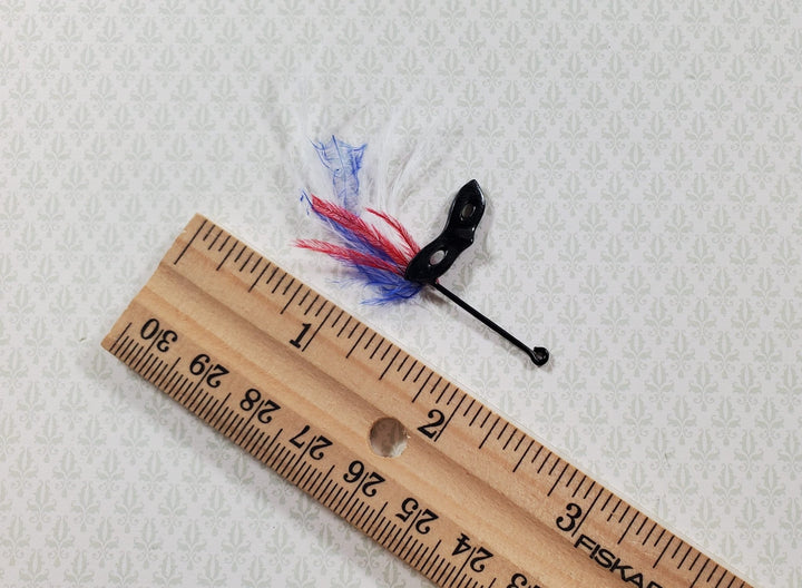 Dollhouse Mardi Gras Mask on Stick with Feathers 1:12 Scale Miniature - MiniatureCrush