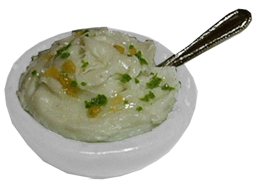 Dollhouse Mashed Potatoes in a Bowl with a Spoon 1:12 Scale Miniature Food - MiniatureCrush