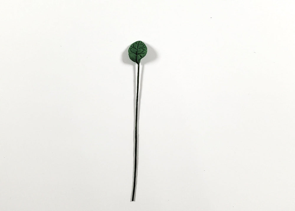 Dollhouse Medium Green Leaves Long Stem Set of 10 1:12 Scale Miniature - MiniatureCrush